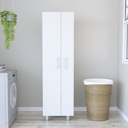 Closet Pantry, Five Shelves, Double Door Cabinet, White