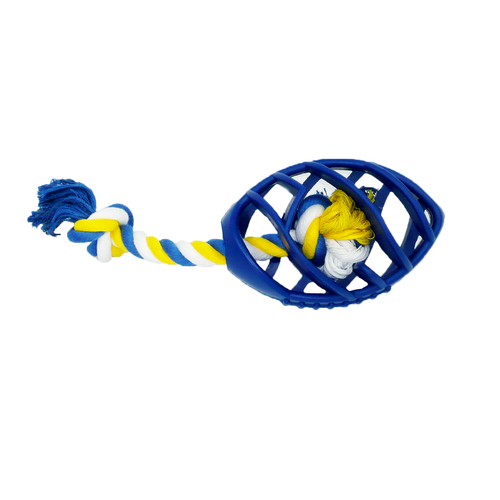 Rubber Football Dog Chew Toy with Tug Rope