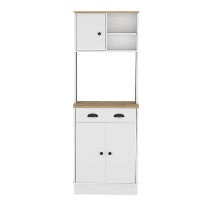 Microwave Storage Stand with 3-Doors and Drawer Arlington, White.