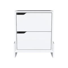 Nightstand Brookland, Bedside Table with Double Drawers and Sturdy