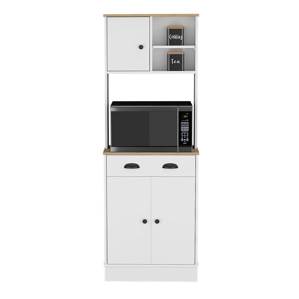 Microwave Storage Stand with 3-Doors and Drawer Arlington, White.