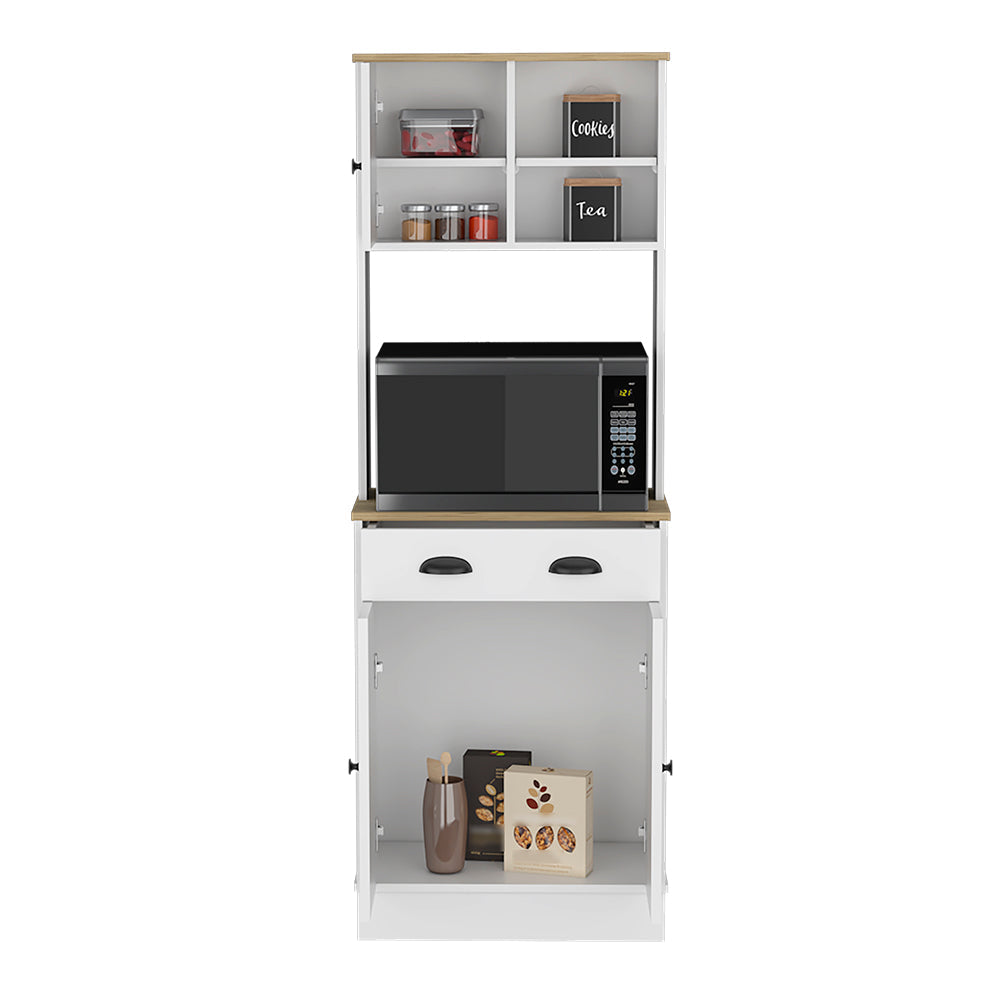 Microwave Storage Stand with 3-Doors and Drawer Arlington, White.