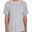Men’s Gray Striped T-Shirt with White Trim