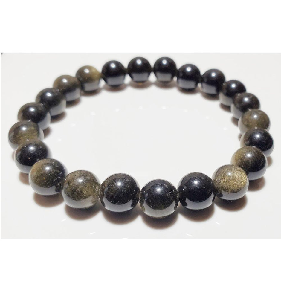 Pulsera elástica de obsidiana dorada