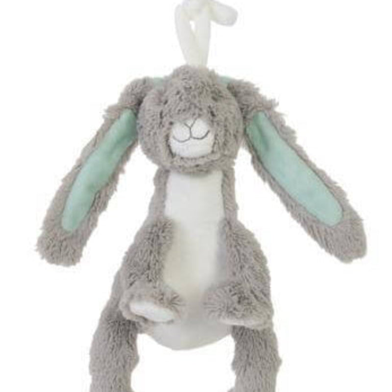 Soft Grey Rabbit plush toy with interactive features, perfect for babies and toddlers.