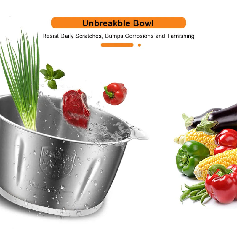 BioloMix 500W 2L Stainless Steel Electric Food Chopper with 2 Speeds, Extra Blade, Meat Grinder and Mincer – 110V US Plug