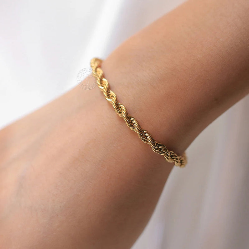 Gold and Silver Rope Chain Necklace - Classic Twisted Link Chain (2mm–5mm) for Timeless Elegance