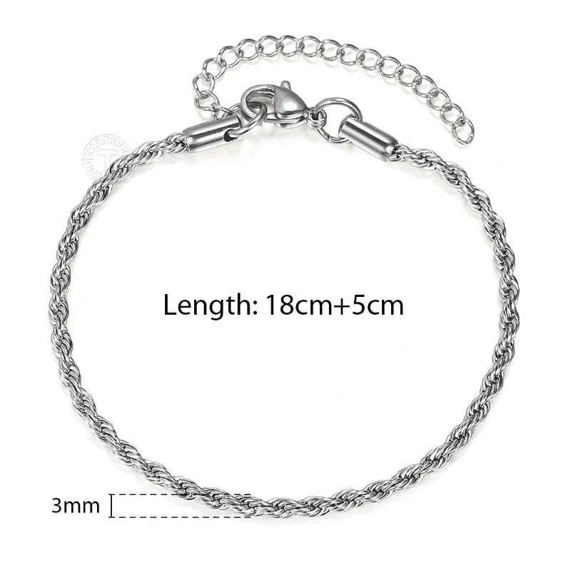 Gold and Silver Rope Chain Necklace - Classic Twisted Link Chain (2mm–5mm) for Timeless Elegance
