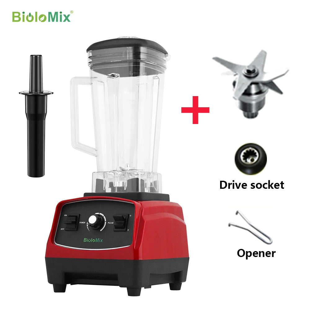 BioloMix 2200W 3HP BPA-Free Commercial Blender with Variable Speed, Pulse Control, Tamper and US Plug – Red