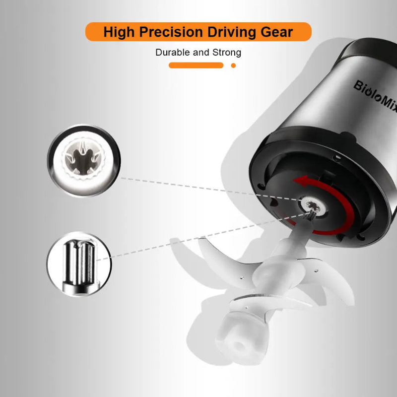 BioloMix 500W 2L Stainless Steel Electric Food Chopper with 2 Speeds, Extra Blade, Meat Grinder and Mincer – 110V US Plug