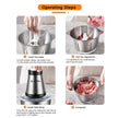 BioloMix 500W 2L Stainless Steel Electric Food Chopper with 2 Speeds, Extra Blade, Meat Grinder and Mincer – 110V US Plug