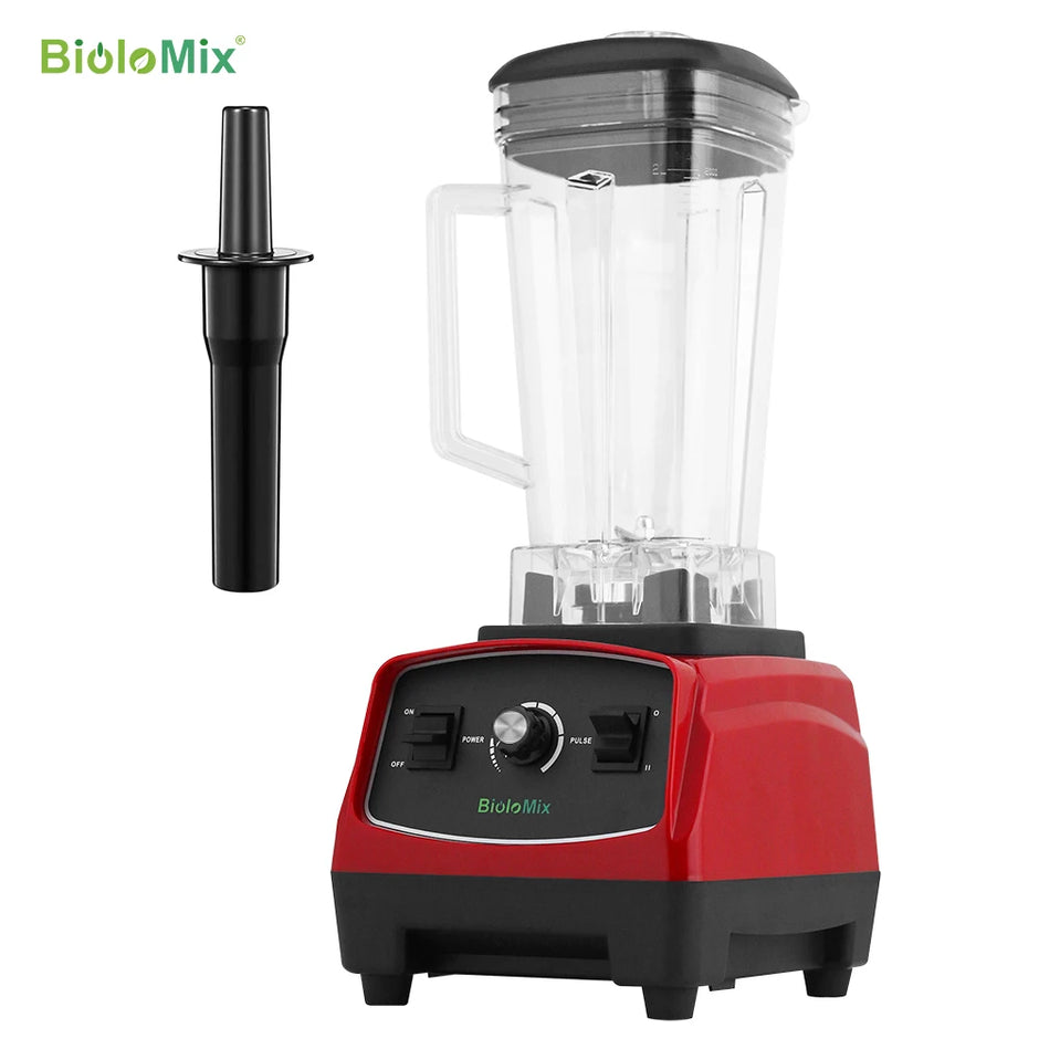 BioloMix 2200W 3HP BPA-Free Commercial Blender with Variable Speed, Pulse Control, Tamper and US Plug – Red