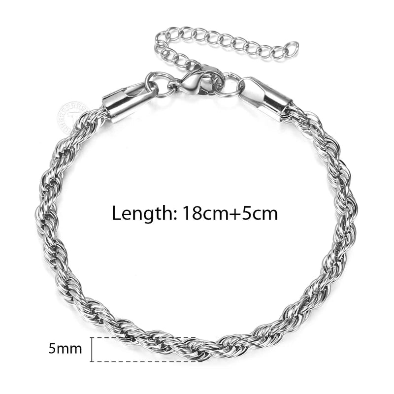 Gold and Silver Rope Chain Necklace - Classic Twisted Link Chain (2mm–5mm) for Timeless Elegance