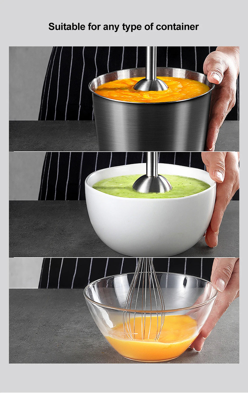 BioloMix 4-in-1 1200W Immersion Hand Stick Blender with Chopper, Whisk, Smoothie Cup and US Plug