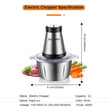 BioloMix 500W 2L Stainless Steel Electric Food Chopper with 2 Speeds, Extra Blade, Meat Grinder and Mincer – 110V US Plug