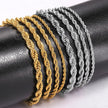 Gold and Silver Rope Chain Necklace - Classic Twisted Link Chain (2mm–5mm) for Timeless Elegance