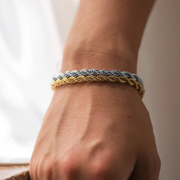 Gold and Silver Rope Chain Necklace - Classic Twisted Link Chain (2mm–5mm) for Timeless Elegance