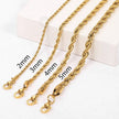 Gold and Silver Rope Chain Necklace - Classic Twisted Link Chain (2mm–5mm) for Timeless Elegance