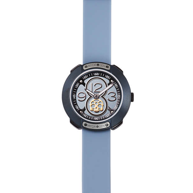 Hydrogen Skull Dial Chronograph Watch with Blue Silicone Strap