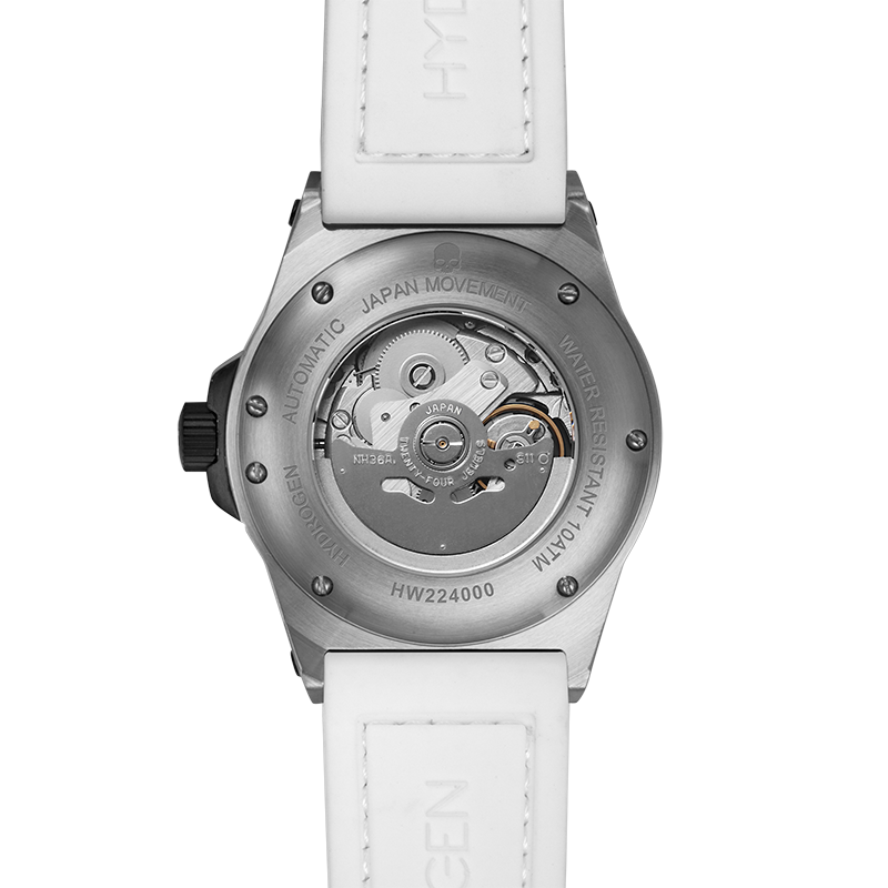 Hydrogen Japan Movement Silver Watch with Black Strap – Stylish Precision Timepiece