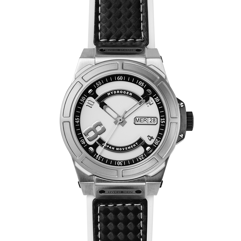 Hydrogen Japan Movement Silver Watch with Black Strap – Stylish Precision Timepiece