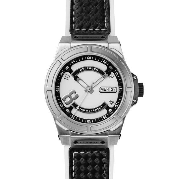 Hydrogen Japan Movement Silver Watch with Black Strap – Stylish Precision Timepiece