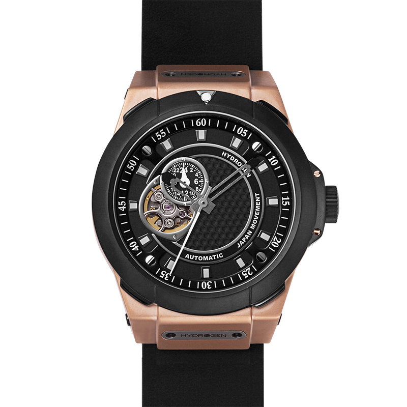 Vento Black Rose Gold Leather Men's Watch