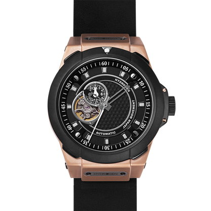 Vento Black Rose Gold Leather Men's Watch