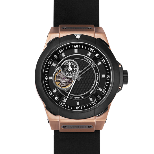 Vento Black Rose Gold Leather Men's Watch