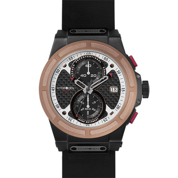 Hydrogen Otto Black Chronograph Watch with Rose Gold Bezel