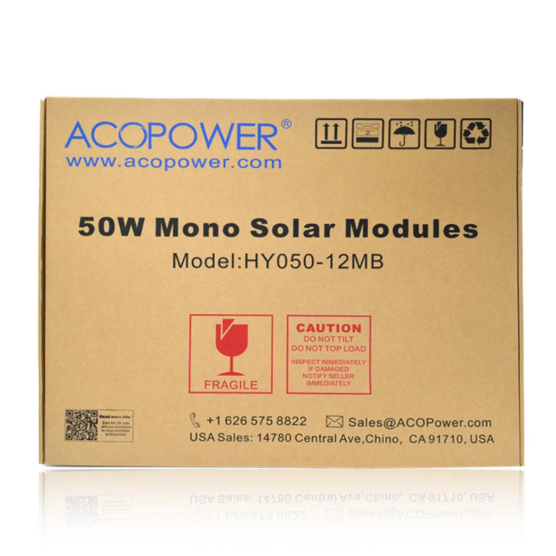 HYDROPOWER 50W Monocrystalline Solar Panel with Connector