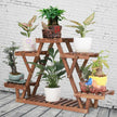 Multi-Tier Folding Plant Stand – Brown Slatted Flower Pot Display Rack