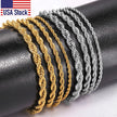 Gold and Silver Rope Chain Necklace - Classic Twisted Link Chain (2mm–5mm) for Timeless Elegance