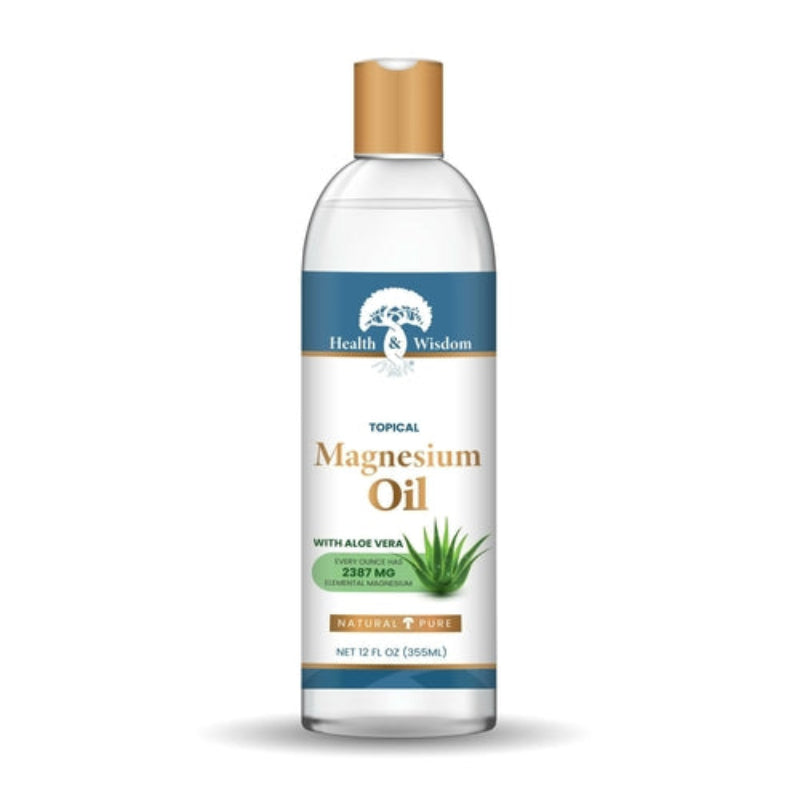 Health & Wisdom Topical Magnesium Oil with Aloe Vera – Natural Pure Magnesium Oil