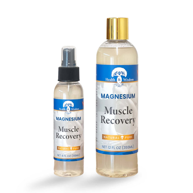 Health & Wisdom Magnesium Muscle Recovery Oil Natural Pure 4oz & 12oz