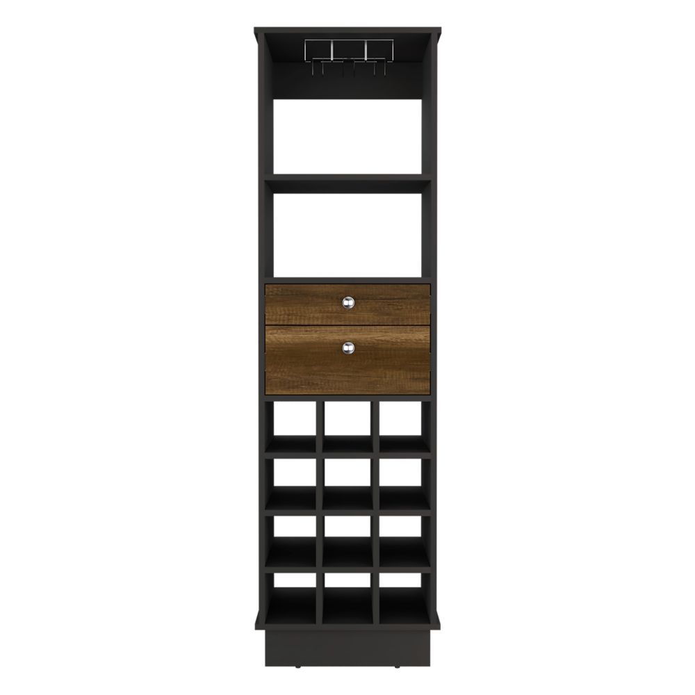 Bar Cabinet, Two Drawers, Twelve Wine Cubbies, Black Wengue.