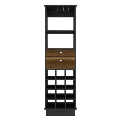 Bar Cabinet, Two Drawers, Twelve Wine Cubbies, Black Wengue.