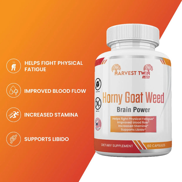 Harvest Twin Labs Horny Goat Weed Brain Power Dietary Supplement – 60 Capsules