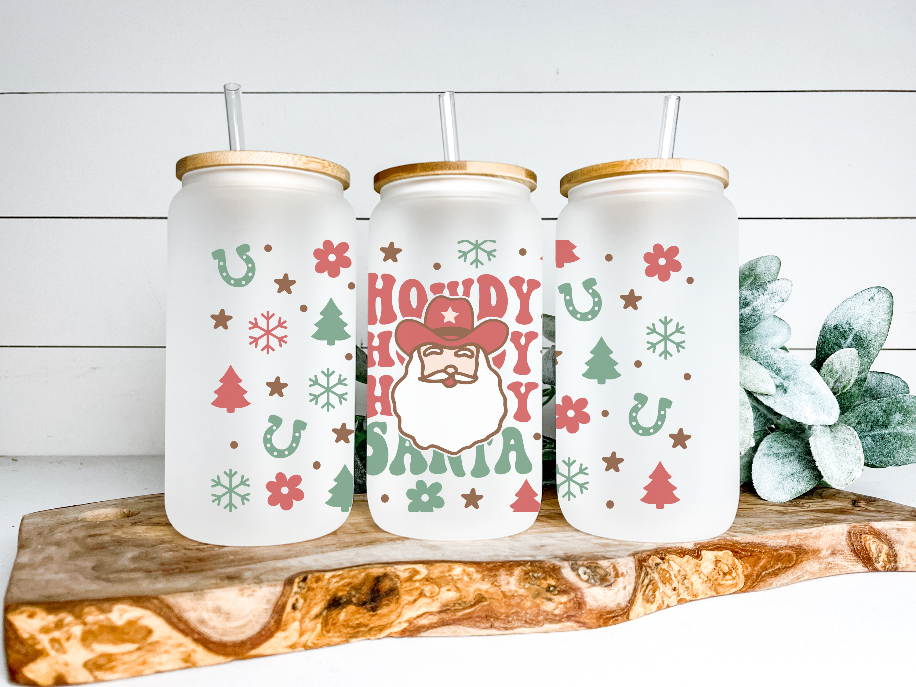 Howdy Santa Glass Tumbler