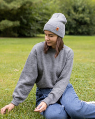 HAAKWEAR Bonnet à Revers en Tricot - Gris Koala