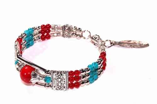 Multicolor Beaded Bracelets with Silver Accents