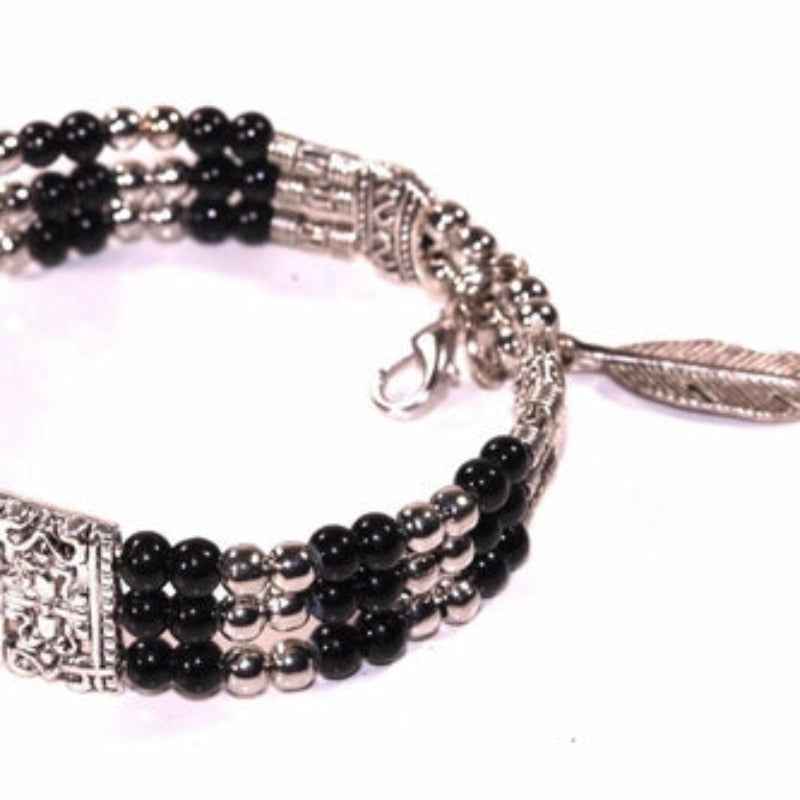 Multicolor Beaded Bracelets with Silver Accents