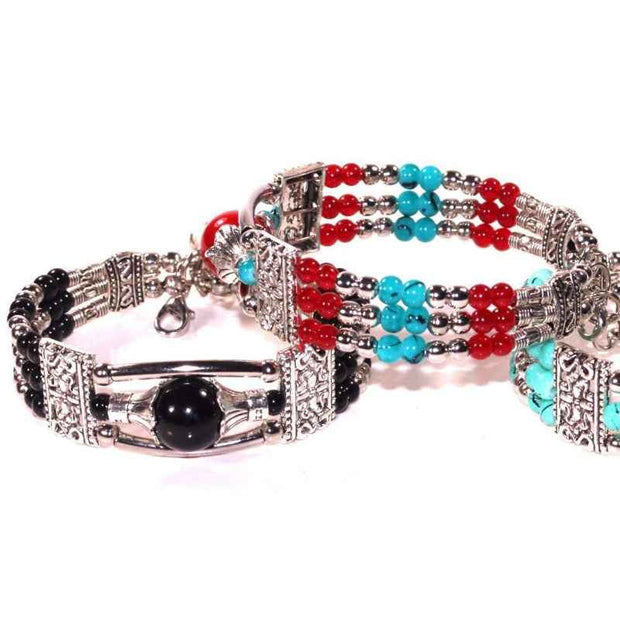 Multicolor Beaded Bracelets with Silver Accents