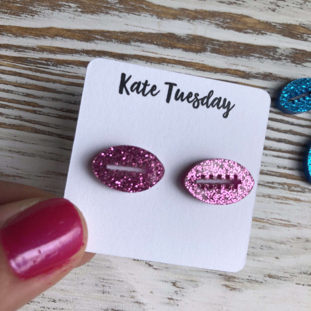 Magenta Football Earrings