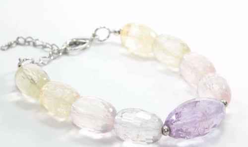Multi-Color Faceted Bead Bracelet with Silver Clasp