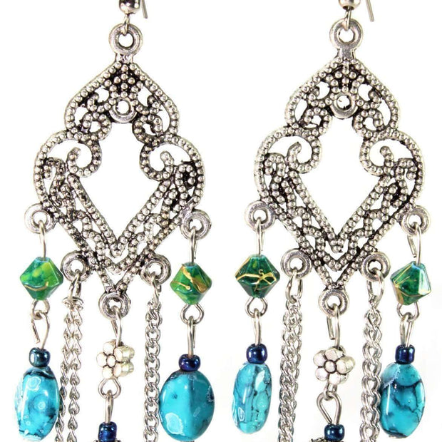 Pendientes de cuentas de plata