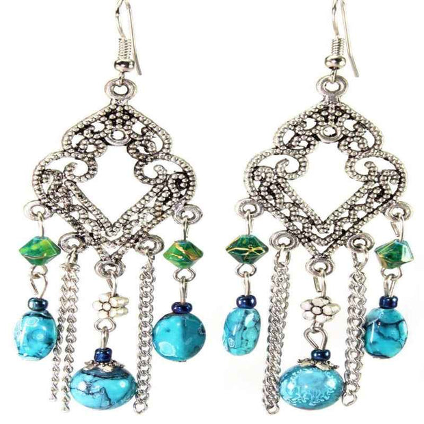 Silver Beaded Earringss