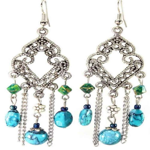 Silver Beaded Earringss