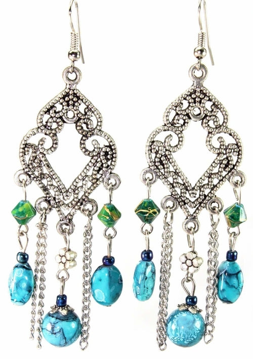 Silver Beaded Earringss