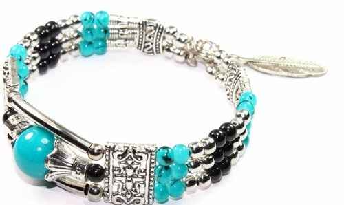 Multicolor Beaded Bracelets with Silver Accents